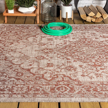 Rozetta Boho Medallion Textured Weave Indoor/outdoor Area Rug